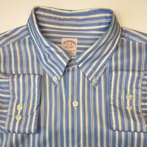 Brooks Brothers Dress Shirt Mens XL/R Blue Stripe Button Down Long Sleeves